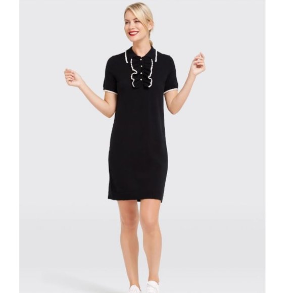 Draper James Merino Wool Polo Sweater Dress in Black size M - Picture 1 of 16